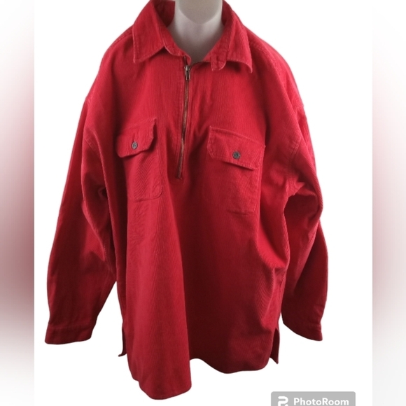 Marlboro Unlimited Men's Corduroy Vintage Quarter-Zip Top - Red Large - Picture 2 of 6
